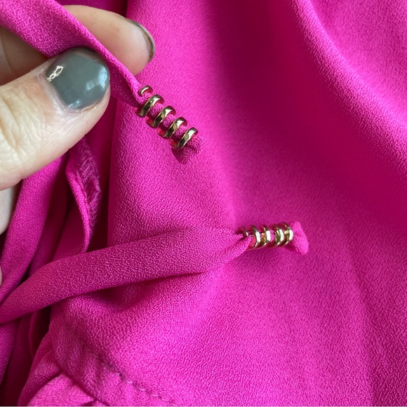 Marelina Hot Pink Ruffle Mini Wrap Dress 40 Small - Picture 9 of 15